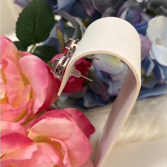 Multi Colored Tourmaline Gemstone Stud Earring With Halo Pave CZ Setting NEW - Picture 3 of 4